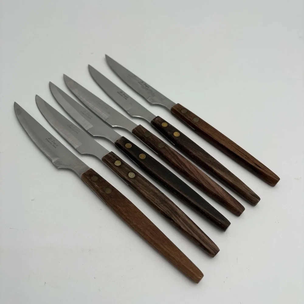 6 St. Regis Stainless‎ Steel Steak Knives Japan Retro MCM Design
